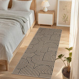 Garvee Easy Jute Rug, 2x6 Geometric Runner Rug, Black & Natural Modern Boho Hallway Rug with Arc Line Design, Low Pile Non-Slip Carpet for Entryway, Kitchen & Bedroom - Nature/Black