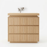Garvee Drawer Dresser for Bedroom, Chest of Drawers, Fluted Wood Dresser for Clothing Storage - Natural