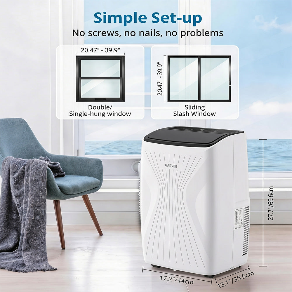 Garvee Portable Air Conditioner, 14000 BTU 5-in-1 Portable AC Unit, Cool Fan & Dry Remote Control Up to 700 Sq ft LED Display