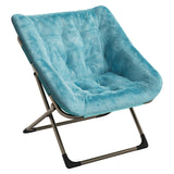 Garvee Comfy Collapsible Saucer Chair for Adults, Soft Faux Fur, No Assembly Required, Durable Metal Frame, Stylish Lounge Seating for Bedroom, Dorm, Living Room, Green with Gold Legs - Green