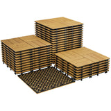 Garvee Acacia Wood Connected Deck Tiles for Patio & Outdoor Decor, 12"x12" Non-Slip Waterproof Flooring, Click-Lock Square Panels, Set of 33 Panels, Yellow Finish, 33PCS/Set, Color: Yellow - Yellow Painted
