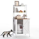 Garvee 70" Large Hidden Cat Litter Box Furniture, Cat Robot Enclosure Cabinet with Shelves, Built-in Power Outlet, Fits Auto Litter Boxes, Modern Self‑Cleaning Litterboxes Furniture White - White