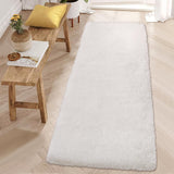 Garvee 2' x 6' Pure White Shag Runner Rug, Washable Non-Slip Chenille Rug for Bedroom, Nursery, Dorm & Living Room - Pure White