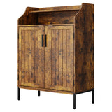 Garvee Space-Saving 5-Tier Shoe Storage Cabinet – Modern Wooden Organizer with 2 Doors & 3 Adjustable Shelves for Entryway, Hallway, or Closet – Brown Tiger design – Color: Tiger Stripe