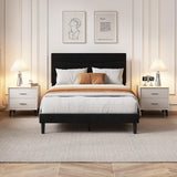 Garvee Sturdy & Noise-Free – Full Size Upholstered Platform Bed Frame with Headboard, Modern Minimalist Design, Wood & Metal Slat Support, Easy Assembly, No Box Spring Needed – Black Soft fabric, Full, black soft fabric - Black