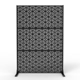 Garvee Heavy-Duty Galvanized Steel Privacy Screen – 72" Freestanding Metal Outdoor Fence Panel, Rustproof, Windproof Decorative Divider & Plant Trellis for Patio, Balcony, Garden – Black - Black