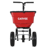 Garvee 100 lb Push Broadcast Spreader, T-Handle Walk-Behind Lawn & Garden Fertilizer Spreader with 58 L Hopper, 0–12 ft Coverage, 13" All-Terrain Wheels & 20-Level Flow Control for Seed, Fertilizer, Salt & Ice Melt, Green/Black - Red