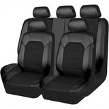 Garvee Global 9-Piece PU Leather Car Seat Cover Set – Full Protection, Waterproof, Breathable, Non-Slip, Safety Cushion Compatible, Easy Installation – Fits Cars, SUVs, Skate Shoes, Motorhomes, Includes Headrest Covers – Black - Black