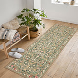 Garvee Coffee Washable Floral Runner Rug 2' × 6', Non Slip Low Pile Stain Resistant Soft Rug for Hallway Kitchen Laundry Entryway - Coffee