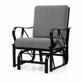 Garvee Gray Outdoor Glider Patio Chair, Heavy-Duty Steel Frame Rocking Chair with Removable Cushion & Curved Armrests for Porch, Garden & Yard - Dark Gray