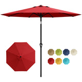 Garvee 10FT Red Patio Umbrella for Outdoor Table – UV Protection, Waterproof Market Umbrella, Smooth Crank Lift, Push Button Tilt, 8 Sturdy Ribs – For Deck, Pool, Garden, Yard - Red
