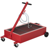 Garvee 15-Gallon Low-Profile Oil Pan with Lockable Wheels, Electric 12V Pump, Rust-Resistant Carbon Steel, 8 GPM Flow, 2m Hose, for Cars & ATVs, Red - Red