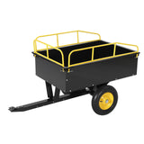 Garvee Yellow Garden Dump Cart, 750 lbs Capacity 15 Cu Ft Heavy Duty Steel Utility Trailer with Removable Sides for ATV, UTV, Lawn Mower & Tractor