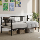 Garvee Twin Daybed, Sturdy Metal Day Bed with Steel Slat Support, Arched Headboard Sofa Bed for Living Room, Bedroom and Guest Room, Black - Black