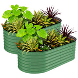 Garvee 2 Pack 6' X 3' X2' Rust-Resistant Galvanized Steel Raised Garden Beds – Durable Outdoor Planter Boxes, Ergonomic, Easy Assembly, for Vegetables, Flowers & Herbs – Green, Upgraded with Anti-Cutting Strips - Green