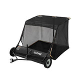 Garvee Tow Behind Lawn Sweeper 44", 29 cu.ft Leaf Collector, 67.5 lb Heavy-Duty Yard Sweeper with Adjustable Height & Dump Rope for Riding Mowers, Black - Black