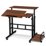 Garvee Mobile Liftable Standing Desk, Portable Rolling Desk Small Computer Table, Adjustable Height Mobile Stand Up Table with Wheels for Home Office School, Dark Walnut - Dark Walnut