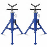 Garvee Heavy Duty V-Head Pipe Jack Stands, 2-Pack, 2500 lbs Capacity, Adjustable Height 28"-52", Folding Carbon Steel, Supports 1/2"-12" Pipes, Ideal for Welding, Plumbing, Metal Fabrication - Blue 2pcs