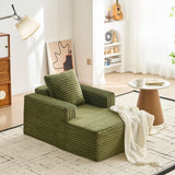 Garvee Comfy Corduroy Cloud Mini Chaise Lounge Chair – Deep Seat & Armrests – No Assembly Sleeper Sofa – Cozy for Living Room, Bedroom, Reading Corner – 45 Inch – Indoor – Color: Green - 45"/Green