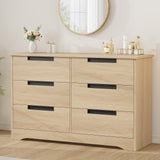 Garvee Natural Wood 6-Drawer Modern Chest with Embedded Handles – Stylish Organizer for Bedroom, Living Room, Nursery and Hallway - Natural