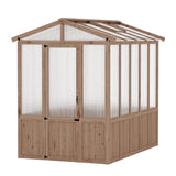 Garvee 6x8FT Wooden Greenhouse with Cedar Frame, Outdoor Wood Greenhouses with Roof Vent, Wood and Polycarbonate Walk-in Greenhouse