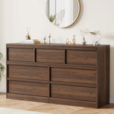 Garvee 7 Drawer Dresser Chest of Drawers Large Storage Smooth Glide Wood Anti-Tip Design Bedroom Living Room Nursery - Natural Wood New