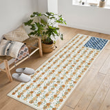 Garvee 2' × 6' 4th of July Patriotic Floral Rug, Blue Rust Ivory American Flag Washable Area Rug - Blue Rust Ivory