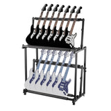 Garvee Adjustable 14-Holder 2-Tier Multi Guitar Stand – Folding Metal Floor Rack with Soft Sponge Padding, Detachable Double Layer Display for Electric, Acoustic, Bass, Ukulele – Ideal for Home, Studio, Stage, Black