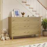 Garvee Sturdy Pine Wood Bedroom Dresser - 6 Large Drawers - Modern Farmhouse Chest - Spacious Storage with Bar Handles - Perfect for Bedroom, Living Room, Hallway - Color: Natural Wood Color - Natural Oak