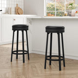 Garvee 30" Swivel Bar Stools Set of 2, PU Leather Upholstery, 360° Swivel & Footrest, Metal Frame, Backless Design for Kitchen Island & Home Bar, Black - Black
