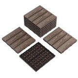 Garvee Waterproof Interwoven Deck Tiles 12"x12" 9PCS/Set for Outdoor Patio, Composite Wood-Plastic, All-Weather Garden Flooring, Easy DIY Installation, Coffee Color - Coffee