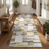 Garvee Washable Geometric Runner Rug - Modern Khaki Low Pile Non-Slip Carpet for Entryway, Kitchen, Hallway, Bathroom, mark Resistant, Soft - 2x10ft - Khaki