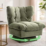 Garvee Modern Chenille Swivel Armchair, 360° Rotating Oversized Reading Chair with Deep Seat, Thick Cushion & 300lb Capacity, Ideal for Living Room, Bedroom or Home Office, Green - Green