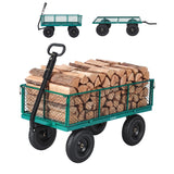 Garvee 1000LBS Heavy Duty Steel Garden Cart Wagon with 13" Pneumatic Tires, Removable Mesh Sides & Rotating Handle, Outdoor Utility Wagon for Garden, Lawn, Yard & Farm, Green - Green