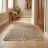 Garvee 24" x 36" Brown Waffle Door Mat, Washable Absorbent Non-Slip Entryway Rug with Tassels for Front Door, Bathroom, Mudroom & Indoor Entrance