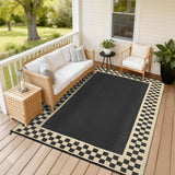 Garvee Waterproof Reversible Outdoor Rug - Modern Geometric Woven Patio Carpet - Fade-Resistant, Easy-Clean, Perfect for Garden, Camping, RV, Balcony, Backyard, Black Coffee - Black Coffee