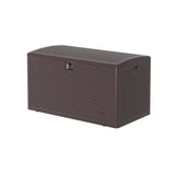 Garvee 99 Gallon Waterproof Large Resin Deck Box Indoor Outdoor, Lockable Storage Container for Patio Furniture Tools, Waterproof Deck Box Patio Storage Bin for Pool Garden, Brown - Brown
