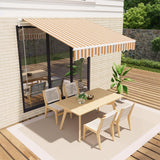 Garvee 10' x 8' Manual Retractable Patio Awning, Waterproof  Sun Shade with Aluminum Frame, 280g Polyester Canopy for Deck & Porch, Yellow & White Striped - Yellow