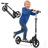 Garvee Kick Scooter for Teens Adults Kids 6+ - 220LB Capacity, 3-Level Adjustable Handlebar, Aluminum Alloy Frame, Foldable, 8" PU Wheels, Outdoor Sports - Black