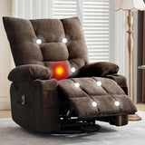 Garvee Swivel Recliner Chair with Massage & Heat for Elderly Adults, Ergonomic Lounge Single Sofa, Manual Recliner with Overstuffed Cushion, Side Pocket, Cup Holders for Living Room, Bedroom, Brown - Brown