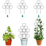 Garvee 12-Pack Heart-Shaped Metal Trellis for Climbing Plants, Stackable Rust-Resistant Garden Trellis for Potted Vines, Ivy, Pothos & Hoya, Indoor Outdoor Plant Support with Ties