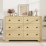Garvee Mid-Century Modern 6 Drawer Dresser for Bedroom – Wide Tall Wooden Chest with Deep Drawers, Sturdy Storage Cabinet with Metal Knobs – For Nursery, Living Room, Entryway – Natural Wood Color, 6 Drawers - Natural