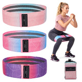 Garvee Pink Blue Purple Gradient Hip Resistance Bands - Light to Heavy Fabric Booty Bands for Legs & Glutes, Non-Slip Squat Bands with Carry Bag for Home Workout, Yoga & Strength Training - 灰粉黑