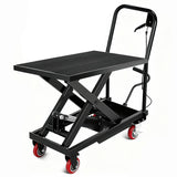 Garvee Heavy-Duty Hydraulic Scissor Lift Table Cart – 1100 lbs Capacity, 32" Max Height, Steel Platform, Manual Foot Pump, Non-Slip Pad, Locking Swivel Wheels – Ideal for Warehouse, Garage, Factory – Color: Black with Black Handle, Includes Gloves, Split