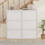 Garvee Modern Wooden Shoe Cabinet Organizer – 6 Invert Drawers, Adjustable Shelves, Slim Hidden Storage for Entryway, Hallway, Living Room – Freestanding Design – 6-Tipping Bucket Antique White