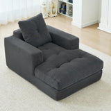Garvee 45" Chaise Lounge Chair Indoor No Assembly, Corduroy Sofa Bed with Deep Seat, Comfy Cloud Couch for Small Space Living Room Bedroom Movie Room - Gray