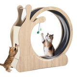 Garvee Cat Wheel Exerciser for Indoor Cats, 41'' Large 3-in-1 Cat Treadmill with Scratching Board and Play Balls, Quiet Cats Running Wheel for Kitty Fitness Wood color - Natural Wood