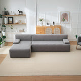 Garvee 108" Modular L-Shaped Sectional Sofa with Left Chaise – Oversized Deep Seat – Ultra Soft Corduroy – Memory Foam – No Assembly – Space-Saving Cloud Couch for Living Room – Gray - Gray-Left