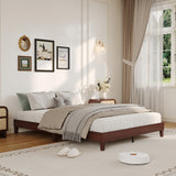 Garvee Full Size Wooden Platform Bed Frame - 9 Inch Low Profile - Sturdy Noise-Free Slat Support - Under Bed Storage - Walnut