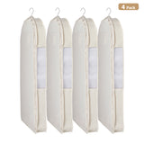 Garvee Breathable Cotton Garment Bags for Closet Storage - 4 Pack - Moth-Proof, Eco-Friendly, with Clear Window - Ideal for Suits, Dresses, Coats - Carbon Neutral - Beige, 106x60x10 cm - 42"x24" - 4 Pack